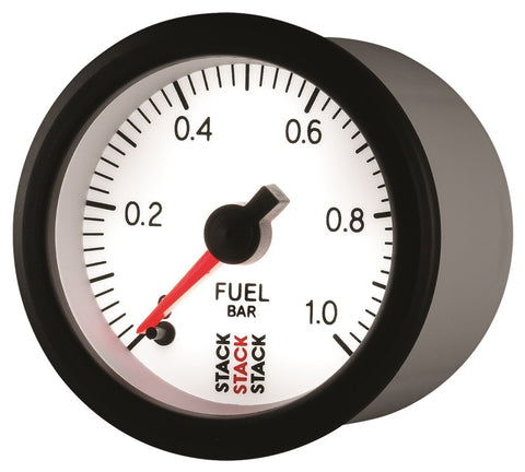 Autometer Stack 52mm 0-1 Bar M10 Male Pro Stepper Motor Fuel Pressure Gauge - White - ST3353