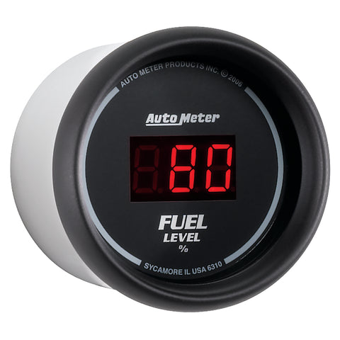 Autometer 52mm Black Digital Programmable Empty-Full Fuel Level Gauge - 6310