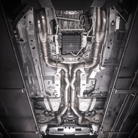 Stainless Works 2020 Ford GT500 Redline Catback X-Pipe Exhaust Factory Connect - Polished Tips - GT500CBXFCR