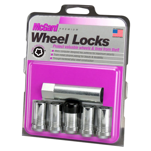 McGard Wheel Lock Nut Set - 5pk. (Cone Seat Tuner) M14X1.5 / 22mm Hex / 1.648in OAL - Chrome - 25515