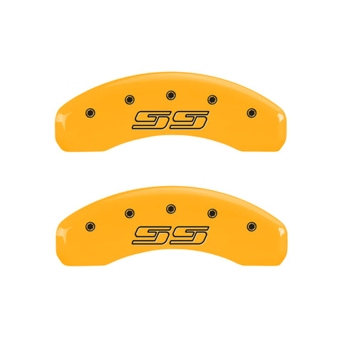 MGP 4 Caliper Covers Engraved F & R Avalanche SS Yellow Finish Blk Char 2008 Chevy Express 2500 - 14048SSS1YL
