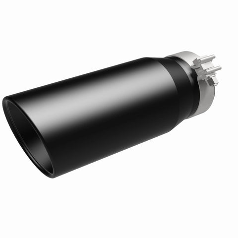 MagnaFlow Tip Stainless Black Coated Single Double Round Single Outlet 5in Dia 4in Inlet 13in L - 35240