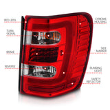 ANZO 1999-2004 Jeep Grand Cherokee LED Tail Lights w/ Light Bar Chrome Housing Red/Clear Lens - 311396