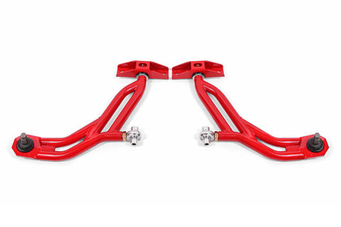 BMR 10-14 Ford Mustang Adj. Lower A-Arms w/ Delrin/Rod End / 19mm Tall Ball Joint - Red - AA757R