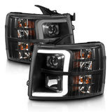 ANZO 07-13 Chevrolet Silverado 3500 Projector Headlights - Black Amber - 111480