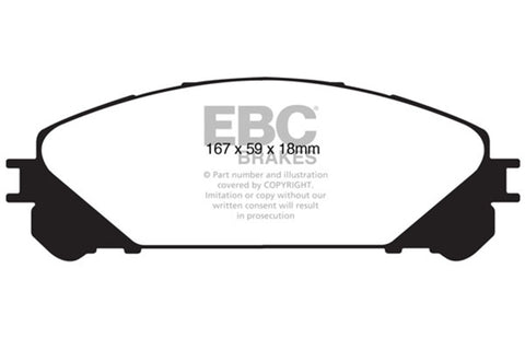 EBC 15+ Lexus NX200t 2.0 Turbo Ultimax2 Front Brake Pads - UD1324