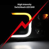 ANZO 18-19 Ford F-150 LED Projector Headlights w/ Plank Style Switchback Black w/ Amber - 111400