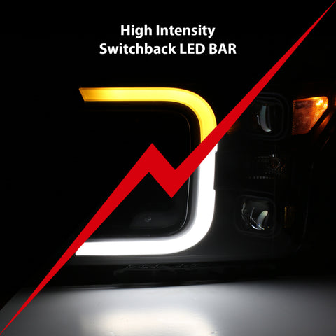 ANZO 18-19 Ford F-150 LED Projector Headlights w/ Plank Style Switchback Black w/ Amber - 111400