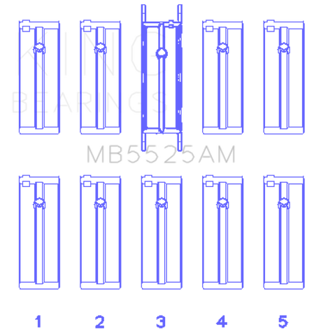King Engine Bearings Ford 98Ci 1.6L 8V (Size +1.0mm) Main Bearing Set - MB5525AM1.0
