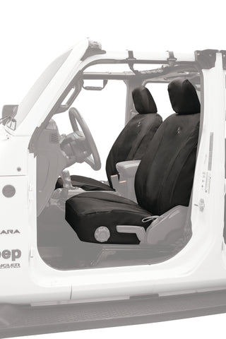 Bestop 20-23 Jeep Gladiator / 18-2023 Wrangler JL 4-Door Front Seat Covers (Black Diamond) - 29290-35