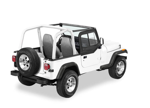 Bestop 97-06 Jeep Wrangler TJ Upper Door Sliders (Black Denim Dual Sliding Window) - 51787-15