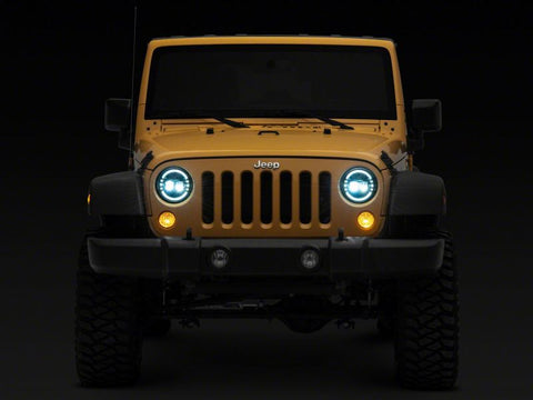 Raxiom 97-18 Jeep Wrangler TJ & JK Axial 7-In LED Headlights w/ DRL- Chrome Housing (Clear Lens) - J155569