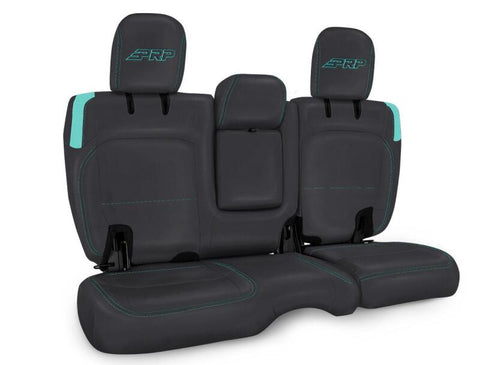 PRP Jeep Wrangler JL Rear Bench CoversU - 4 door with Armrest - Black/Teal - B044-09
