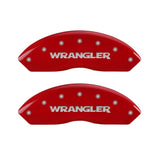 MGP Front set 2 Caliper Covers Engraved Front WRANGLER Red finish silver ch - 42009FWRGRD