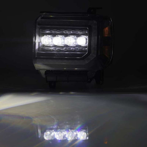 AlphaRex 14-18 GMC Sierra NOVA LED Proj Headlights Plank Style Black w/Activ Light/Seq Signal/DRL - 880617