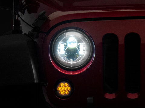 Raxiom 97-18 Jeep Wrangler TJ/JK Axial Series LED Daymaker Headlights- Chrome Housing (Clear Lens) - J108043