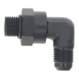 DeatschWerks 6AN ORB Male Swivel to 90-Degree 6AN Male Flare - Anodized Matte Black - 6-02-0414-B