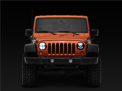 Raxiom 97-18 Jeep Wrangler TJ/JK Axial Series LED Headlights- Black Housing (Clear Lens) - J108039