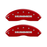 MGP 4 Caliper Covers Engraved Front & Rear Hummer Red finish silver ch - 52003SHUMRD