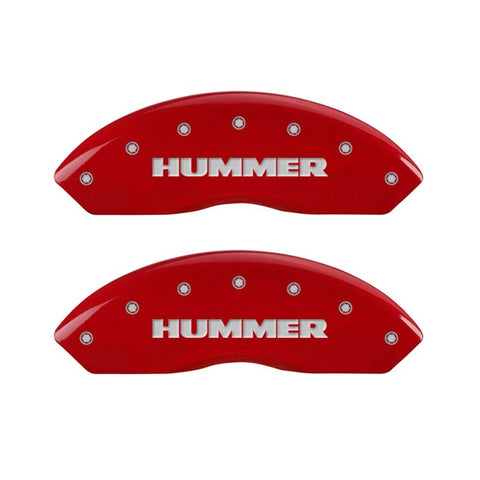 MGP 4 Caliper Covers Engraved Front & Rear Hummer Red finish silver ch - 52003SHUMRD