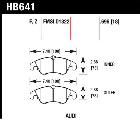 Hawk 2009-2014 Audi A4 HPS 5.0 Front Brake Pads - HB641B.696