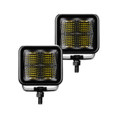 Go Rhino Xplor Blackout Series Cube LED Flood Light Kit (Surface/Threaded Stud Mnt) 2x2 - Blk (Pair) - 750200321FCS