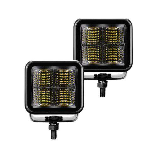 Go Rhino Xplor Blackout Series Cube LED Flood Light Kit (Surface/Threaded Stud Mnt) 2x2 - Blk (Pair) - 750200321FCS