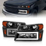 ANZO 04-12 GM Colorado/Canyon/I-Series Crystal Headlights - w/ Light Bar Black Housing 4pcs - 111558