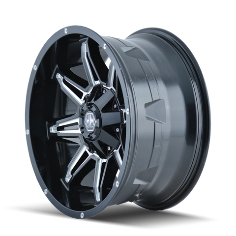 Mayhem 8090 Rampage 17x9 / 5x127 BP / -12mm Offset / 87mm Hub Black w/ Milled Spokes Wheel - 8090-7952M