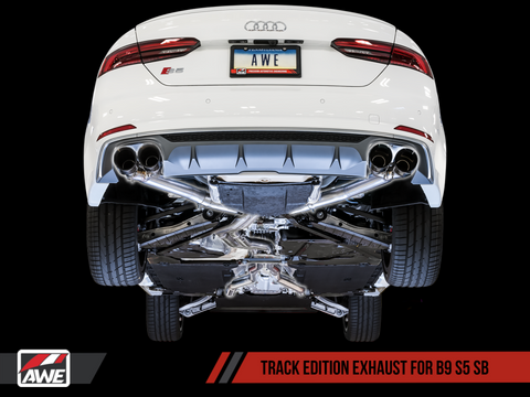 AWE Tuning Audi B9 S5 Sportback Track Edition Exhaust - Non-Resonated (Silver 90mm Tips) - 3010-42066