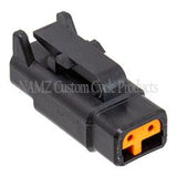 NAMZ Deutsch DTM 2-Position Plug w/2 Stamped Terminals & Wedgelock - Black (HD 74112-98BK) - MDP-2B