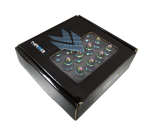 NRG 500 Series M12 X 1.5 Bullet Shape Steel Lug Nut Set - 21 Pc w/Lock Key - Neochrome - LN-LS500MC-21