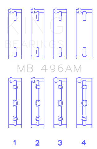 King Mazda KL V6 (Size STD) Main Bearing Set of 4 - MB496AM