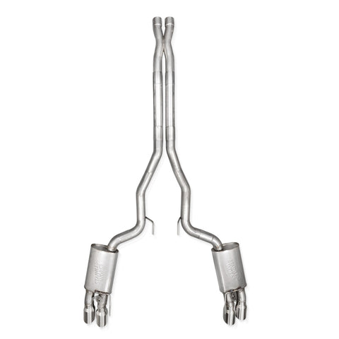 Stainless Works 2024 Mustang GT Catback Quad Tips Legend Sound X-Pipe Factory Connect Exhaust - M24QUADXFCL