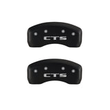 MGP 4 Caliper Covers Engraved Front Cursive/Cadillac Engraved Rear CTS Red finish silver ch - 35010SCTSRD