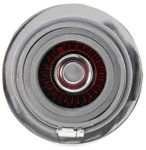 K&N Universal Air Filter Chrome Round Tapered Red - 4in Flange ID x 1.125in Flange Length x 5.5in H - RG-1001RD