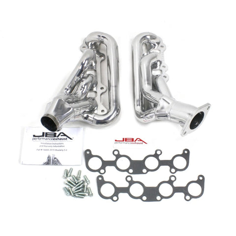 JBA 15-20 Ford Mustang 5.0L 1-3/4in Stainless Steel Silver Ceramic Shorty Header - 1689SJS