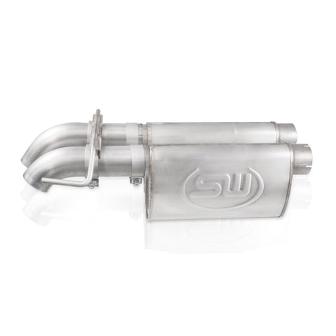 Stainless Works 2010-14 Ford Raptor 3in Exhaust Chambered Mufflers Dump Exit - FTR13CBDP