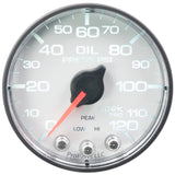 Autometer Spek-Pro Gauge Oil Press 2 1/16in 120psi Stepper Motor W/Peak & Warn Wht/Blk - P325128