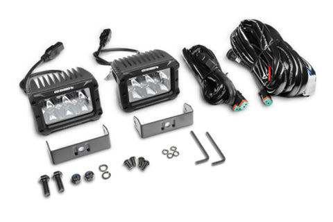 Go Rhino Xplor Bright Series Rectangle LED Spot Light Kit (Surface/Thread Stud Mnt) 4x3 - Blk (Pair) - 753003023SBS