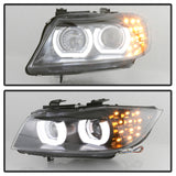 Spyder 09-12 BMW E90 3-Series 4DR HID w/ AFS Only - LED Turn - Black - PRO-YD-BMWE9009-AFSHID-BK - 5086495