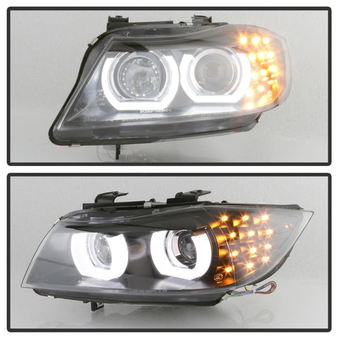 Spyder 09-12 BMW E90 3-Series 4DR HID w/ AFS Only - LED Turn - Black - PRO-YD-BMWE9009-AFSHID-BK - 5086495