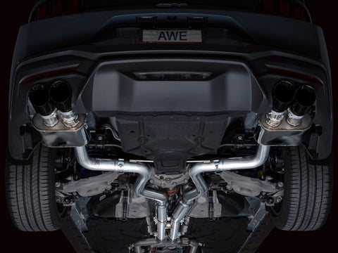 AWE 2024 Ford Mustang GT Fastback S650 RWD SwitchPath Cat-Back Exhaust w/ Quad Diamond Black Tips - 3025-43650
