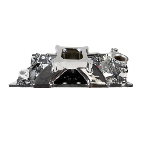 Edelbrock Chevy SB Victor Jr. 23 Degree Intake Manifold - Chrome Plasma Finish - 2975-CP