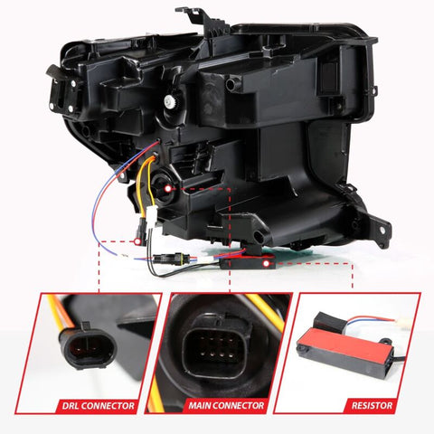 ANZO 19-21 GMC Sierra 1500 LED Projector Headlight w/Switchback+Sequential - Black - 111600