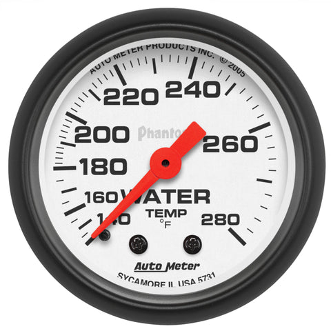Autometer Phantom 52mm 140-280 Deg F Mechanical Water Temp Gauge - 5731