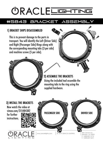 Oracle Jeep Wrangler JL/ Gladiator JT Adjustable 7in. Headlight Brackets (Pair) - 5843-504