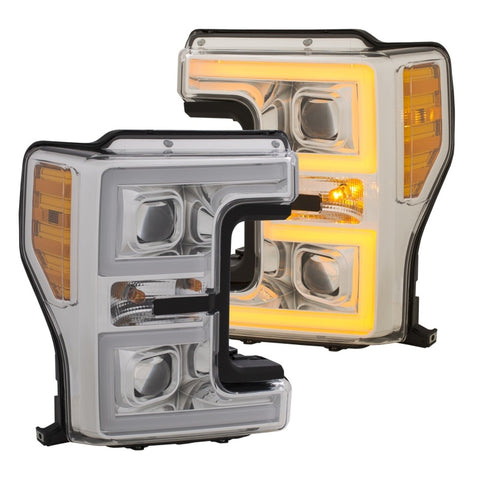ANZO LED Headlights 17-18 Ford F-250 Super Duty Plank-Style L.E.D. Headlight Chrome (Pair) - 111389