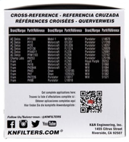 K&N Oil Filter for Fiat/Porsche/Triump/Alfa Romeo/MG/Dodge/Mercury/Toyota 3.656in OD x 4in H - PS-2004