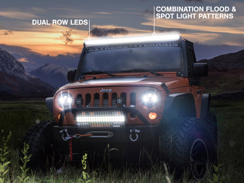 Raxiom 07-18 Jeep Wrangler JK 50-Inch Straight Dual Row LED Light Bar Flood/Spot Combo Beam - J106721